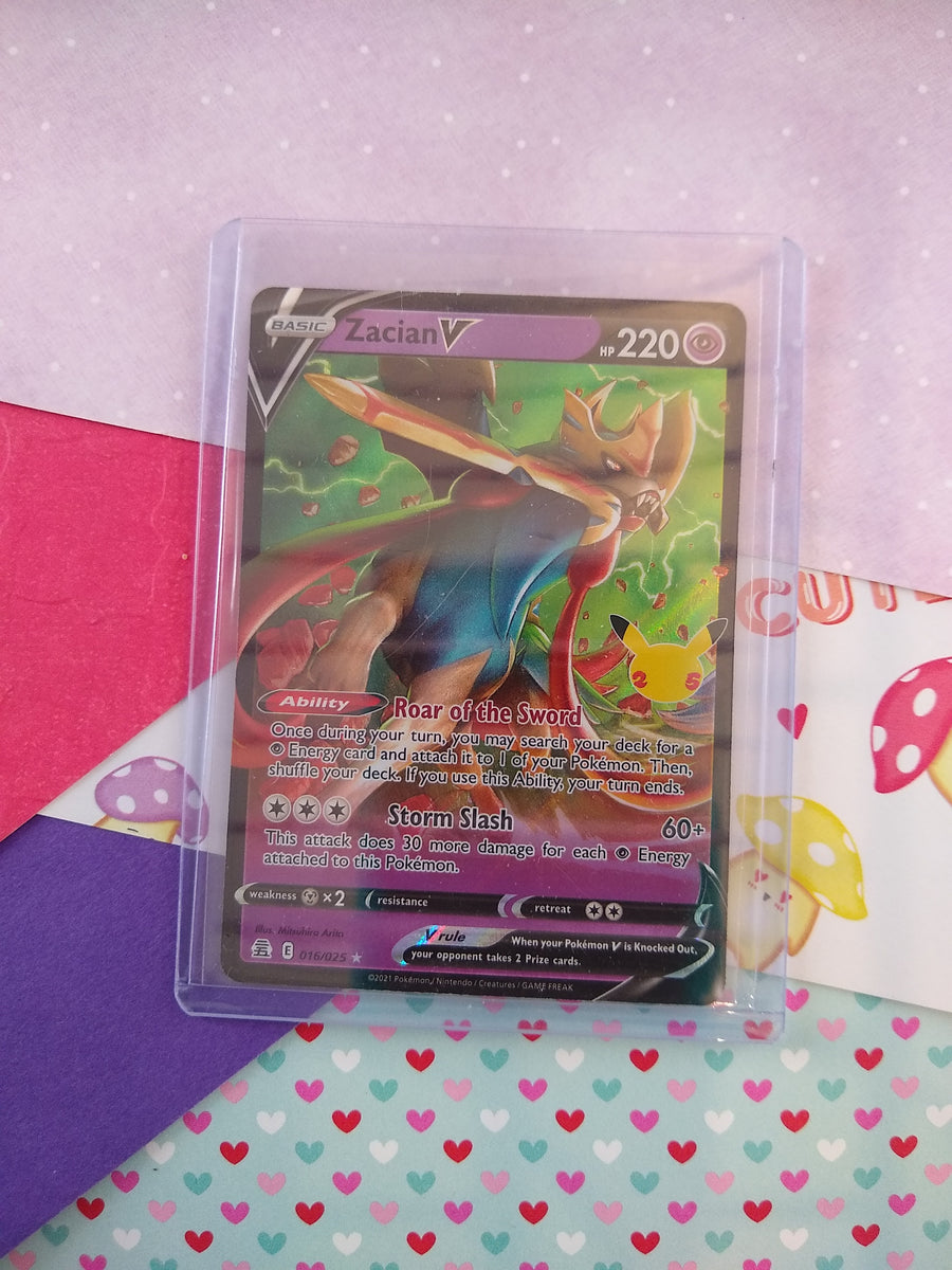 Pokemon TCG Zacian V Celebrations Full Art Holo Card 016/025 - NM Pfaltzcraftsmore Pokemon TCG Zacian V Celebrations Full Art Holo Card 016/025 - NM Pfaltzcraftsmore