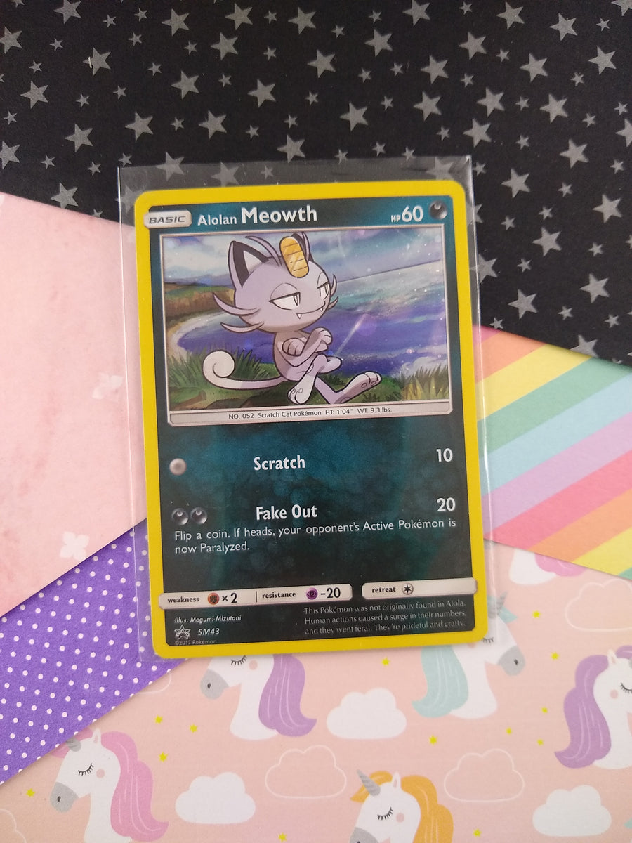 Pokemon TCG - Alolan Meowth Sun & Moon Promo Holographic Card SM43 - V Pfaltzcraftsmore Pokemon TCG - Alolan Meowth Sun & Moon Promo Holographic Card SM43 - V Pfaltzcraftsmore