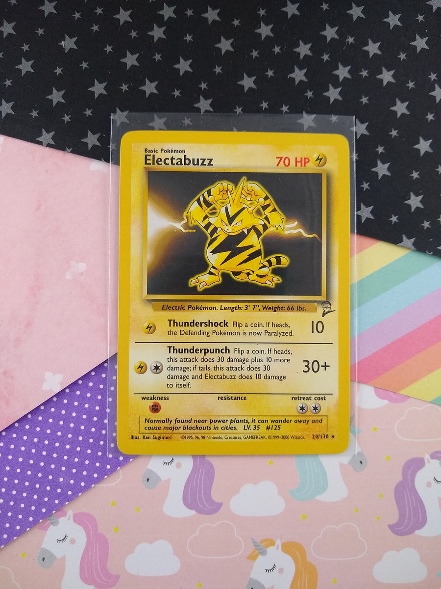 Vintage Rare - Base Set 2 Electabuzz Non-Holo Pokemon Card 24/130 - VG Pfaltzcraftsmore Vintage Rare - Base Set 2 Electabuzz Non-Holo Pokemon Card 24/130 - VG Pfaltzcraftsmore