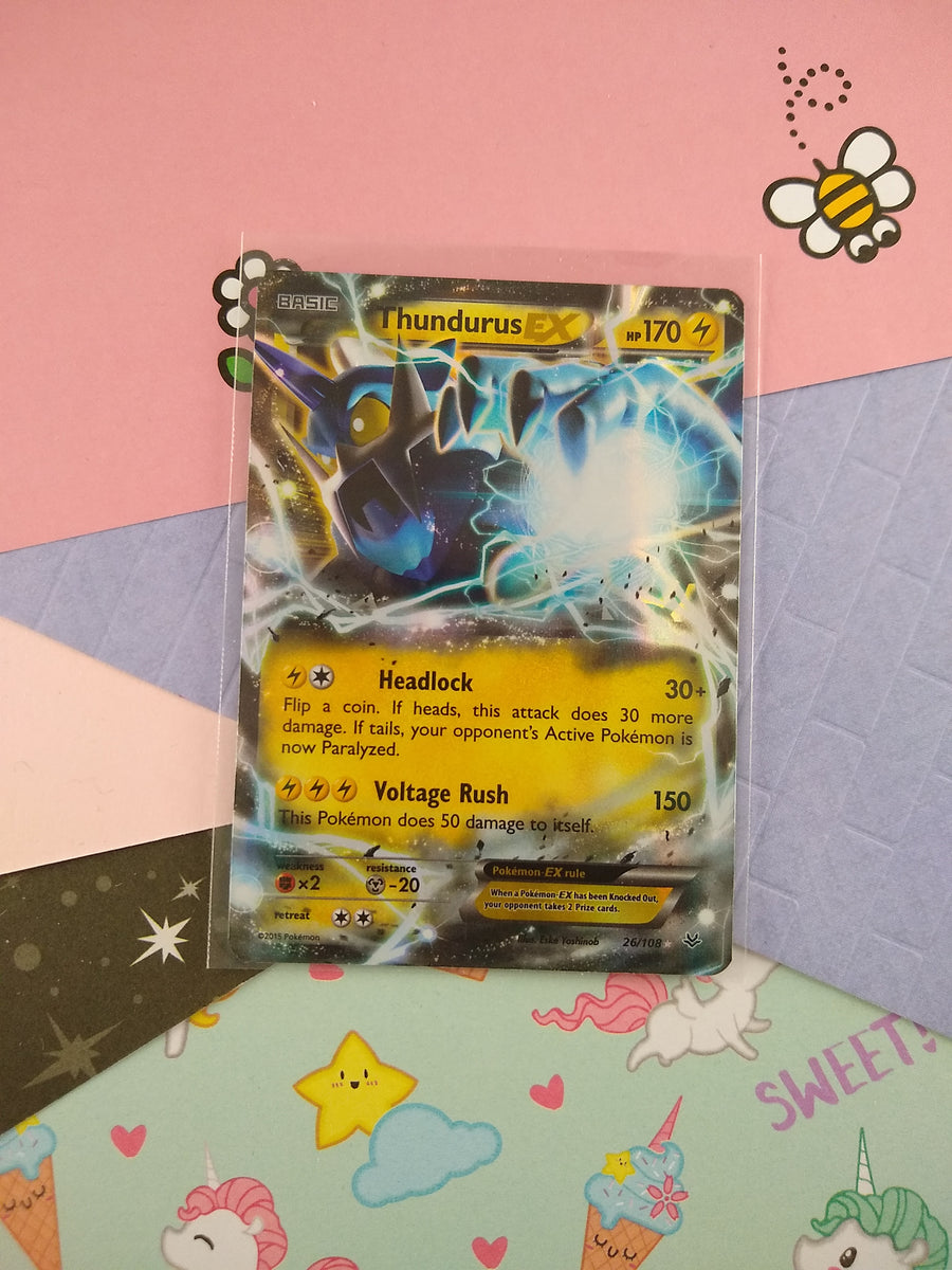 Pokemon TCG - Thundurus EX Roaring Skies Full Art Holo Card 26/108