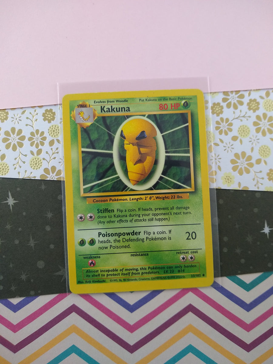 Vintage Uncommon - Kakuna Base Set Non-Holo Pokemon Card 33/102 - LP Pfaltzcraftsmore Vintage Uncommon - Kakuna Base Set Non-Holo Pokemon Card 33/102 - LP Pfaltzcraftsmore