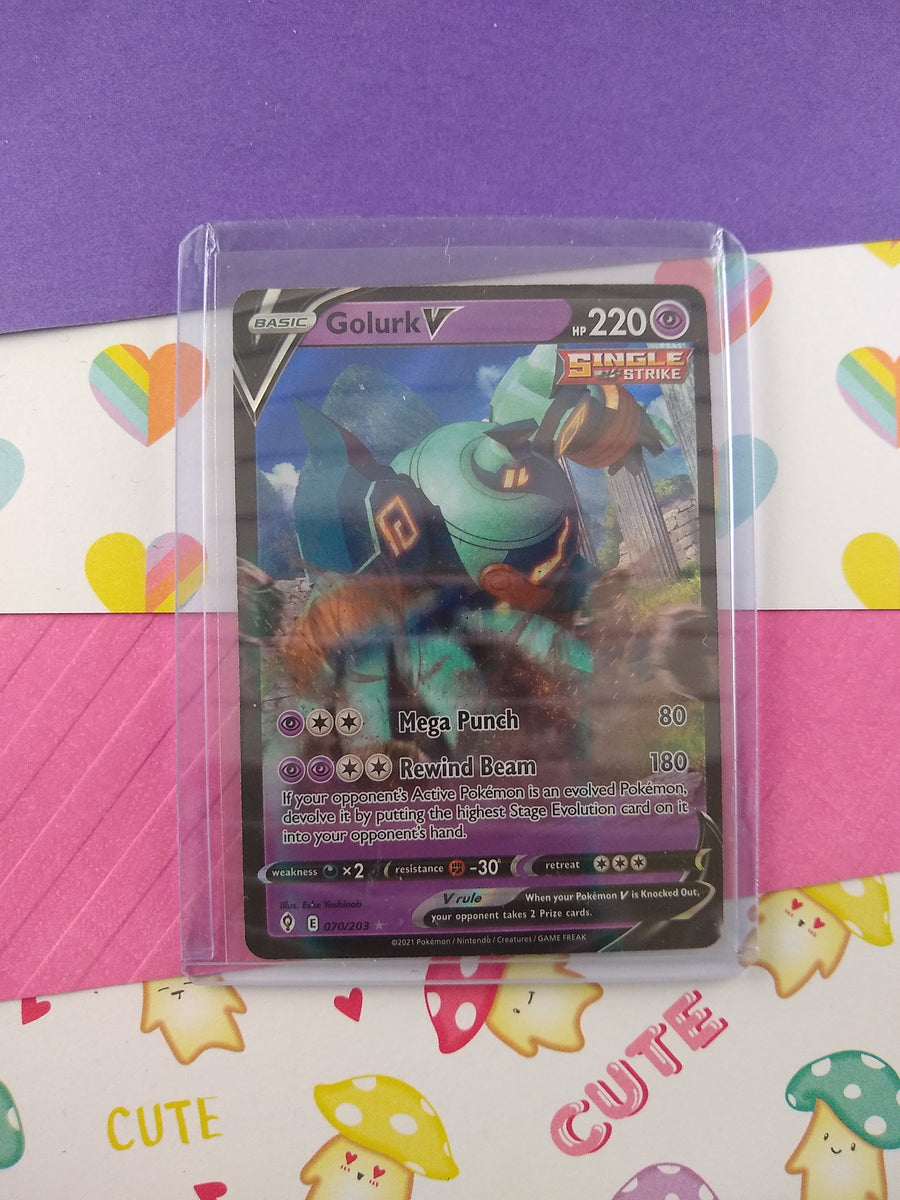 Pokemon TCG - Golurk V Evolving Skies Full Art Holographic Card 070/20 Pfaltzcraftsmore Pokemon TCG - Golurk V Evolving Skies Full Art Holographic Card 070/20 Pfaltzcraftsmore