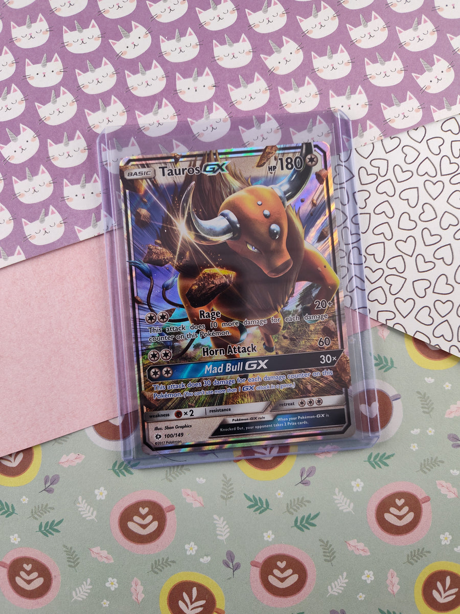 Pokemon TCG - Tauros GX Sun & Moon Full Art Holo Card 100/149 - NM Pokemon TCG - Tauros GX Sun & Moon Full Art Holo Card 100/149 - NM