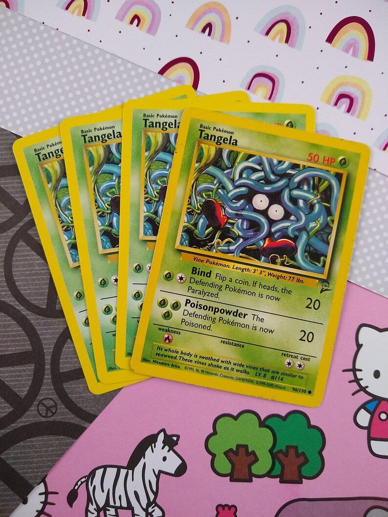 Vintage Common - Set/4 Tangela Base Set 2 Non-Holo Pokemon Cards 96/13 Pfaltzcraftsmore Vintage Common - Set/4 Tangela Base Set 2 Non-Holo Pokemon Cards 96/13 Pfaltzcraftsmore