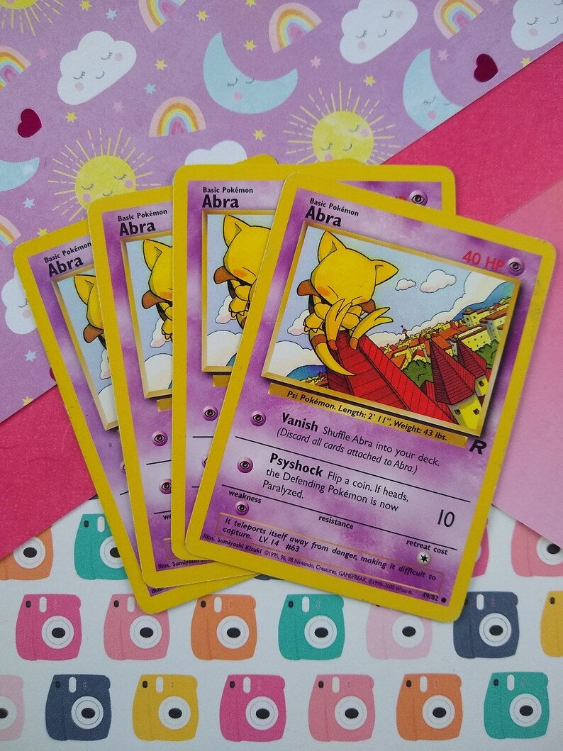 Vintage Common - Set/4 Abra Team Rocket Non-Holo Pokemon Cards 49/82