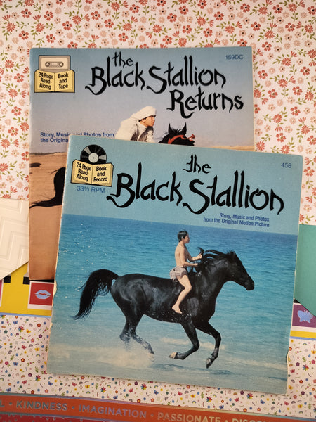Vintage 1980's The Black Stallion + Returns Read-Along Adventure Books Set/2 Softcovers