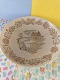 Vintage Buck's County Pennsylvania Amish Farm Patterned Shallow Bowl 7.75", Like New