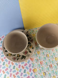 Vintage Staffordshire Old Granite "Gretchen" Patterned Tea Cups w/Saucers Set/3