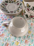 Vintage Staffordshire Old Granite "Gretchen" Patterned Tea Cups w/Saucers Set/3