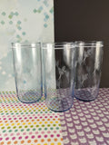 Vintage Anchor Blue Tinted Wheat Design Set/3 Glass Tumblers, Nice & Clean