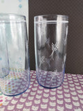 Vintage Anchor Blue Tinted Wheat Design Set/3 Glass Tumblers, Nice & Clean