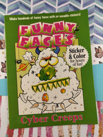 Vintage Cyber Creeps Funny Faces Sticker & Color Paperback/Softcover Activity Book