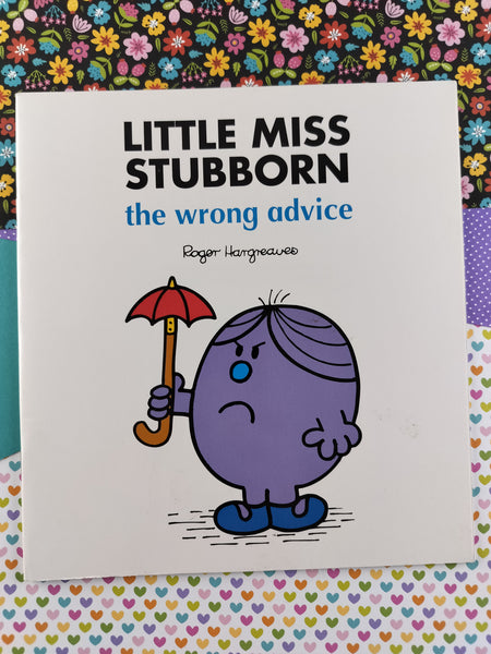 Vintage 1998 Mr. Men, Little Miss Stubborn the Wrong Advice Softcover Paperback Book, Like New