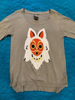 Her Universe Studio Ghibli Princess Mononoke Gray Wolf Sweater Women's Large