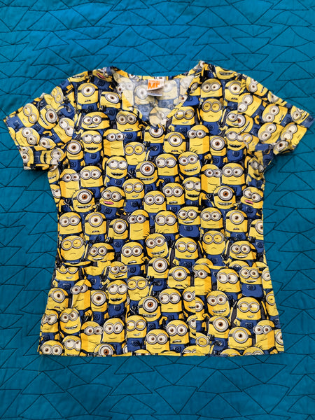 Despicable Me Minions Women's Size XS Yellow Short-Sleeved Scrub Top