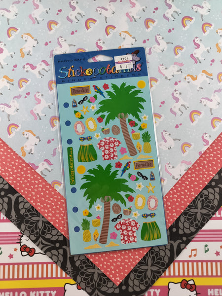 Vintage Stickopotamus Stickers, Palm Trees Vacation, 1 Sheet New & Sealed