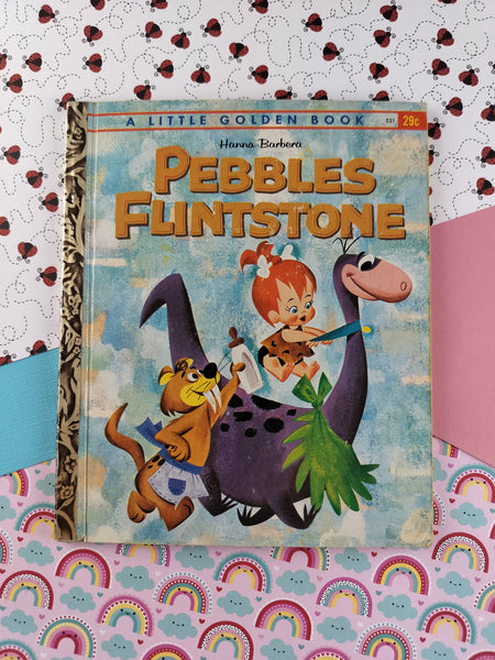 Vintage 1963 1st Printing Little Golden Book: Hanna-Barbera Pebbles Flintstone Hardcover