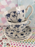 Vintage Churchill Fine English Tableware Finlandia Blue Floral Tea Cups Set/2, Excellent