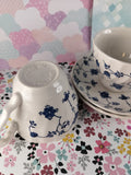 Vintage Churchill Fine English Tableware Finlandia Blue Floral Tea Cups Set/2, Excellent
