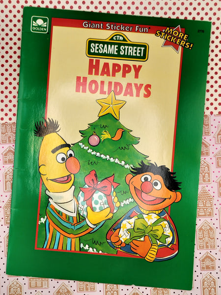 Vintage Sesame Street Happy Holidays Giant Sticker Fun Softcover