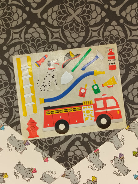 Vintage Mrs. Grossman's "Firefighters Fire Truck" Half Sticker Sheet, Unused