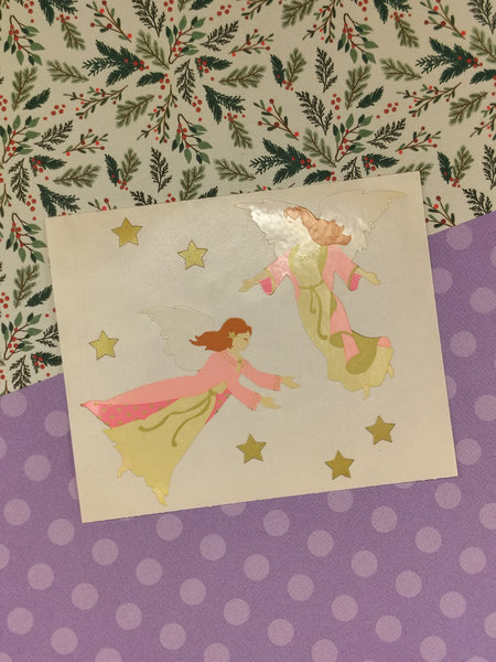 Vintage Mrs. Grossman's Christmas Festive "Angels & Stars" Half Sticker Sheet, Unused