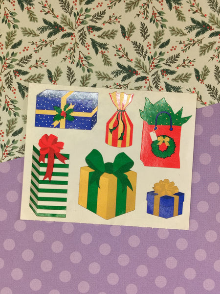 Vintage Mrs. Grossman's Christmas Festive "Gifts Presents" Half Sticker Sheet, Unused