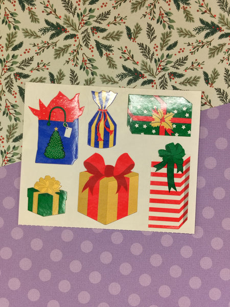 Vintage Mrs. Grossman's Christmas Festive "Gifts Presents" Half Sticker Sheet, Unused