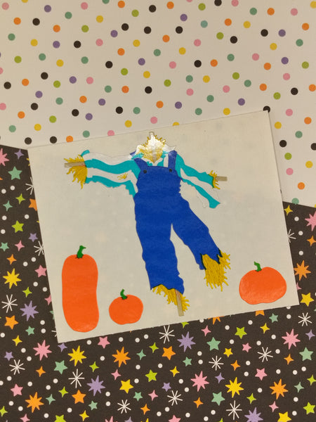 Vintage Mrs. Grossman's Autumn Fall "Scarecrow Pumpkins" Half Sticker Sheet, Unused