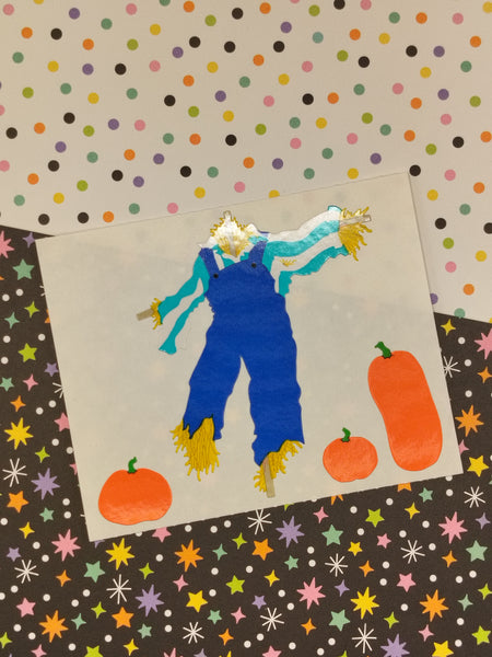 Vintage Mrs. Grossman's Autumn Fall "Scarecrow Pumpkins" Half Sticker Sheet, Unused
