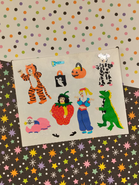 Vintage Mrs. Grossman's Halloween Spooky "Trick or Treaters" Half Sticker Sheet, Unused