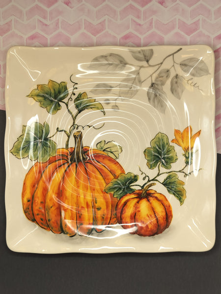 2 Pcs Set Pumpkin Halloween Thanksgiving Salad Plates Maxcera Ceramic Square