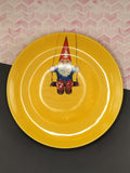 Kiss That Frog Garden Gnome Swing Yellow Plate 8", Like New