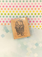 Vintage 1999 Stampin' Up! Easter Basket Bunny Eggs Wooden Block/Rubber Stamp
