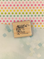 Vintage 1993 Stampin' Up! To/From Wooden Block/Rubber Stamp