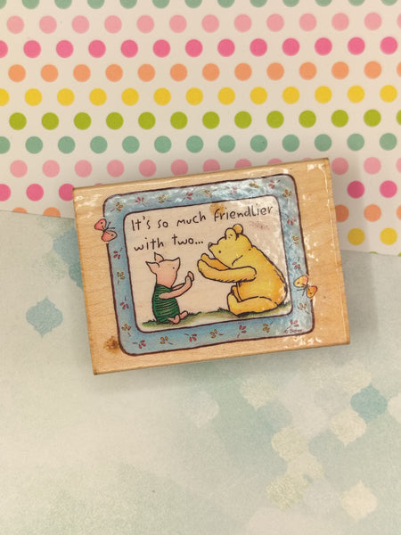 Vintage All Night Media Patty-Cake Pals Classic Pooh #757H Wooden Block/Rubber Stamp