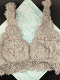 American Eagle Aerie Women's Heather Gray Lace Floral Bralette Size Large