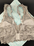 American Eagle Aerie Women's Heather Gray Lace Floral Bralette Size Large