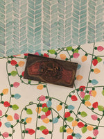 Vintage Christmas Santa's Sleigh Reindeer Wooden Block/Rubber Stamp