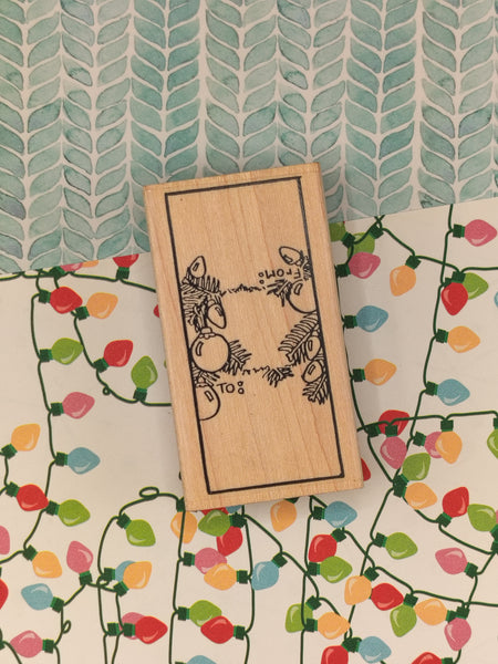 Vintage Rubbernecker Stamp Co. To/From Gift Tag Style Wooden Block/Rubber Stamp CLEAN
