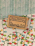Vintage Delafield Stamp Co. Happy Holidays Wooden Block/Rubber Stamp CLEAN
