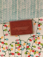 Vintage Delafield Stamp Co. Happy Holidays Wooden Block/Rubber Stamp CLEAN