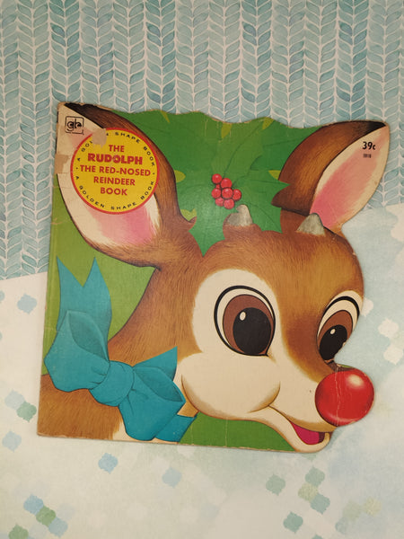 Vintage 1974 The Rudolph The Reindeer Book Golden Shape Softcover