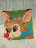 Vintage 1974 The Rudolph The Reindeer Book Golden Shape Softcover