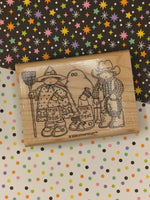 Vintage 1998 Stampin' Up! Halloween Trick-Or-Treaters Wooden Block/Rubber Stamp
