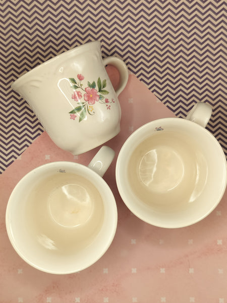 Vintage Pfaltzgraff Meadow Lane Scalloped Coffee Mug Set/3