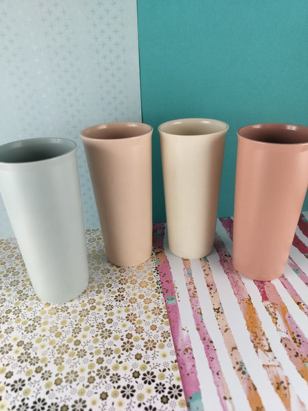 Vintage Tupperware Retro 1970's Tumblers #115-7 Pastel 12 Oz. Set/4