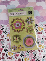 K&Company Colorful Flowers 3-Dimensional Sticker Pack, New/Sealed