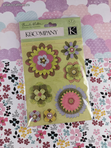 K&Company Colorful Flowers 3-Dimensional Sticker Pack, New/Sealed