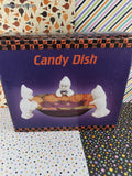 Vintage Halloween Cute Spooky Ghosts Porcelain Candy Dish 7" x 8.5" OPEN BOX
